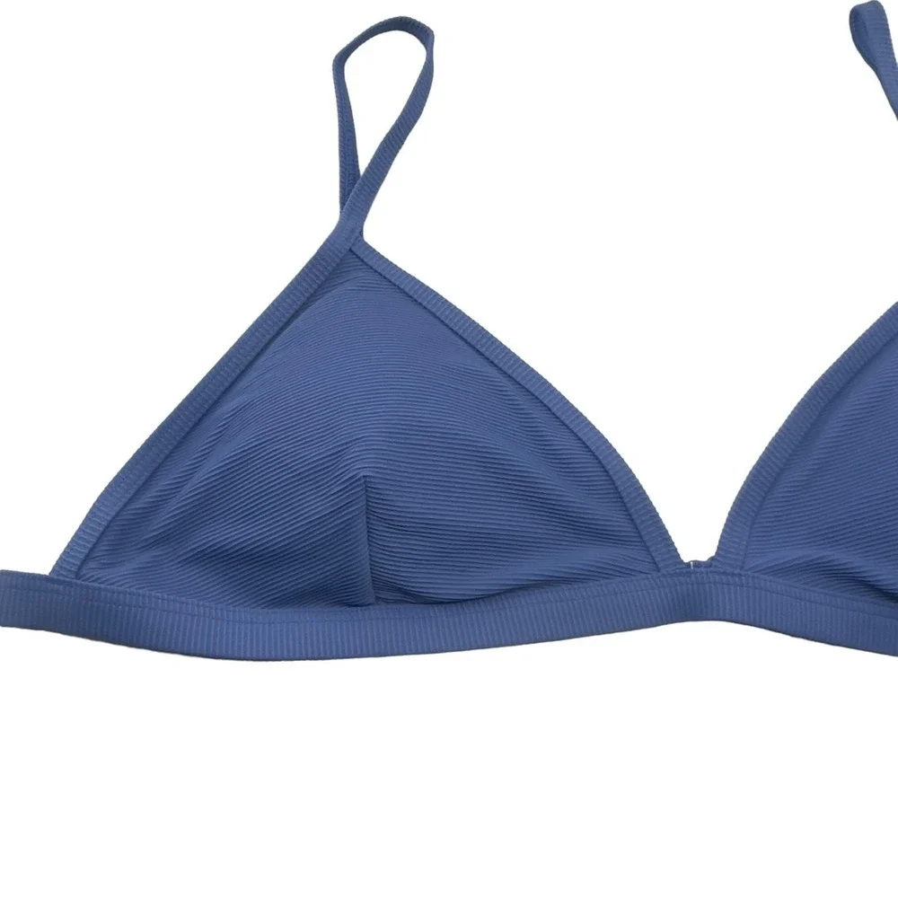 J Crew Ribbed Bikini Top Blue Triangle Plus Size 3X‎ BH483 New